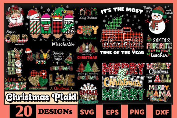 Christmas Plaid SVG Bundle: Graphics for Crafts