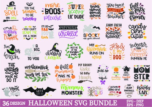 Halloween SVG Bundle, Cut File PNG Graphics for Crafts