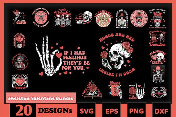 Valentine Skeleton SVG Bundle for Graphics and Crafts